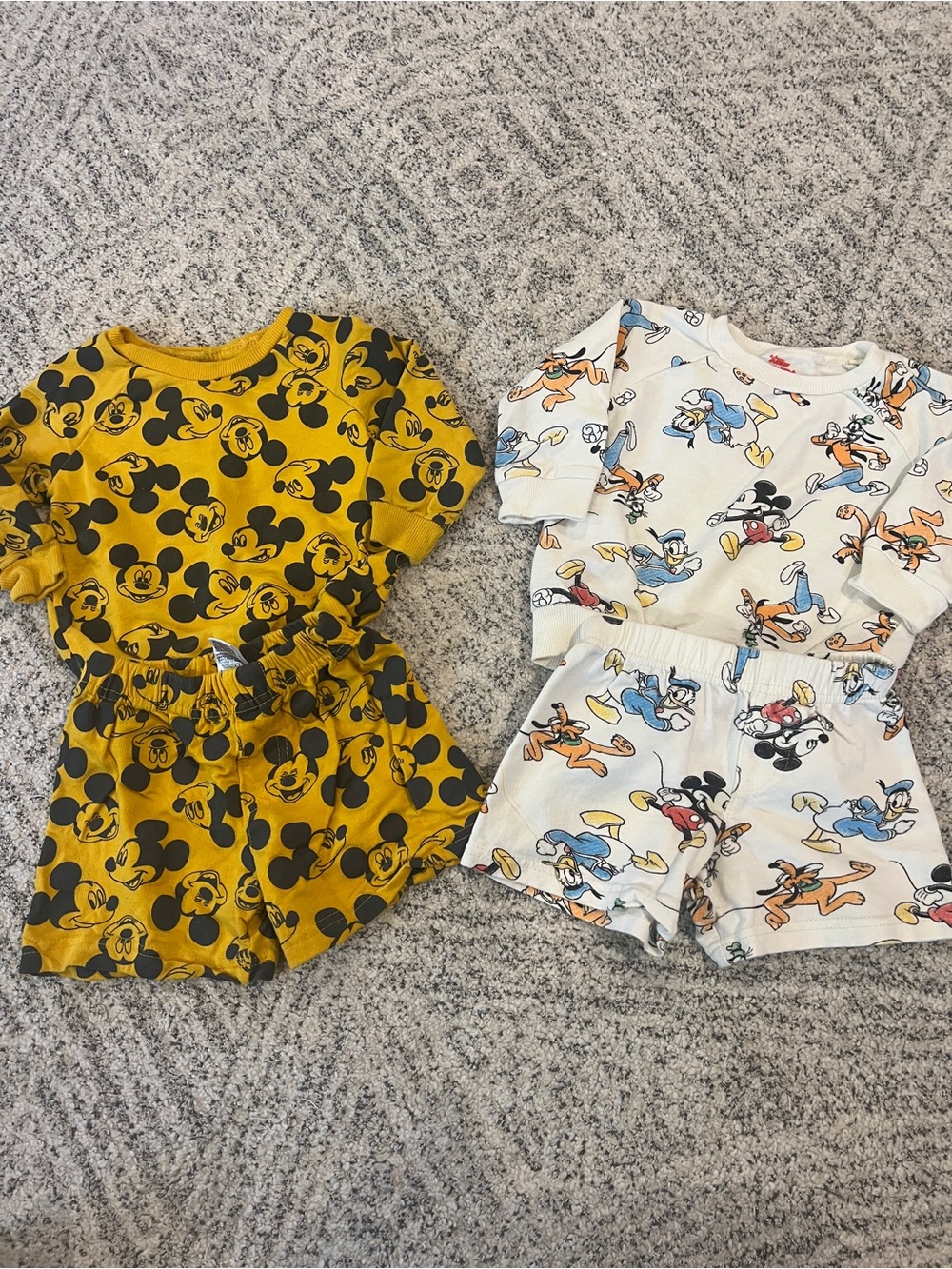 Disney Kids Matching Sets Mickey & Friends Yellow and White Print
